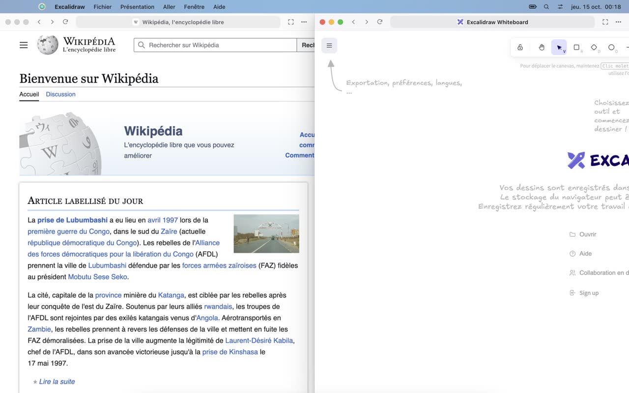 Two web apps snapped side by side
