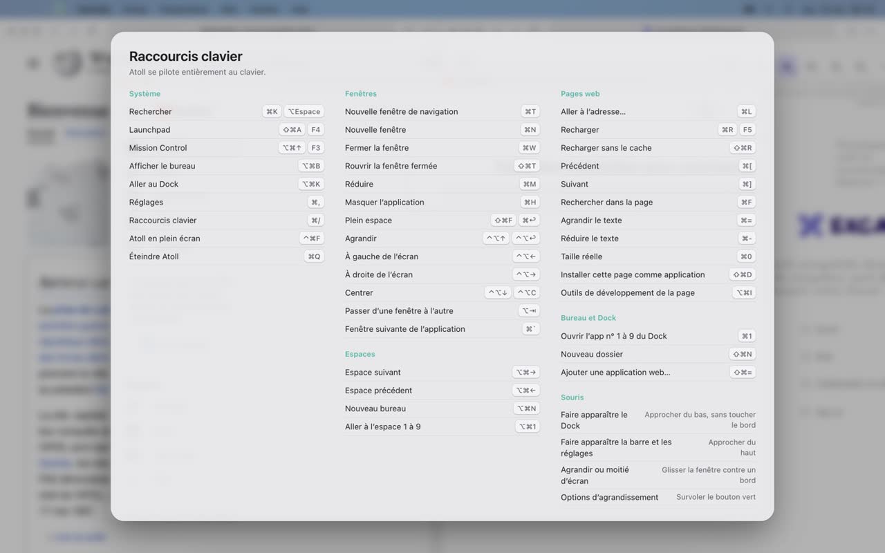The keyboard shortcuts panel opened with ⌘/